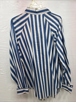 New Women’s H Bar C Blue Stripe Long Sleeve Pearl Snap Size 40 DD-20