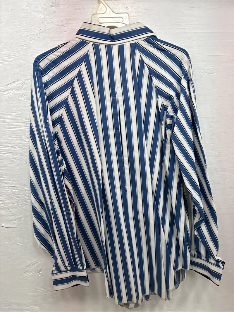 New Women’s H Bar C Blue Stripe Long Sleeve Pearl Snap Size 40 DD-20