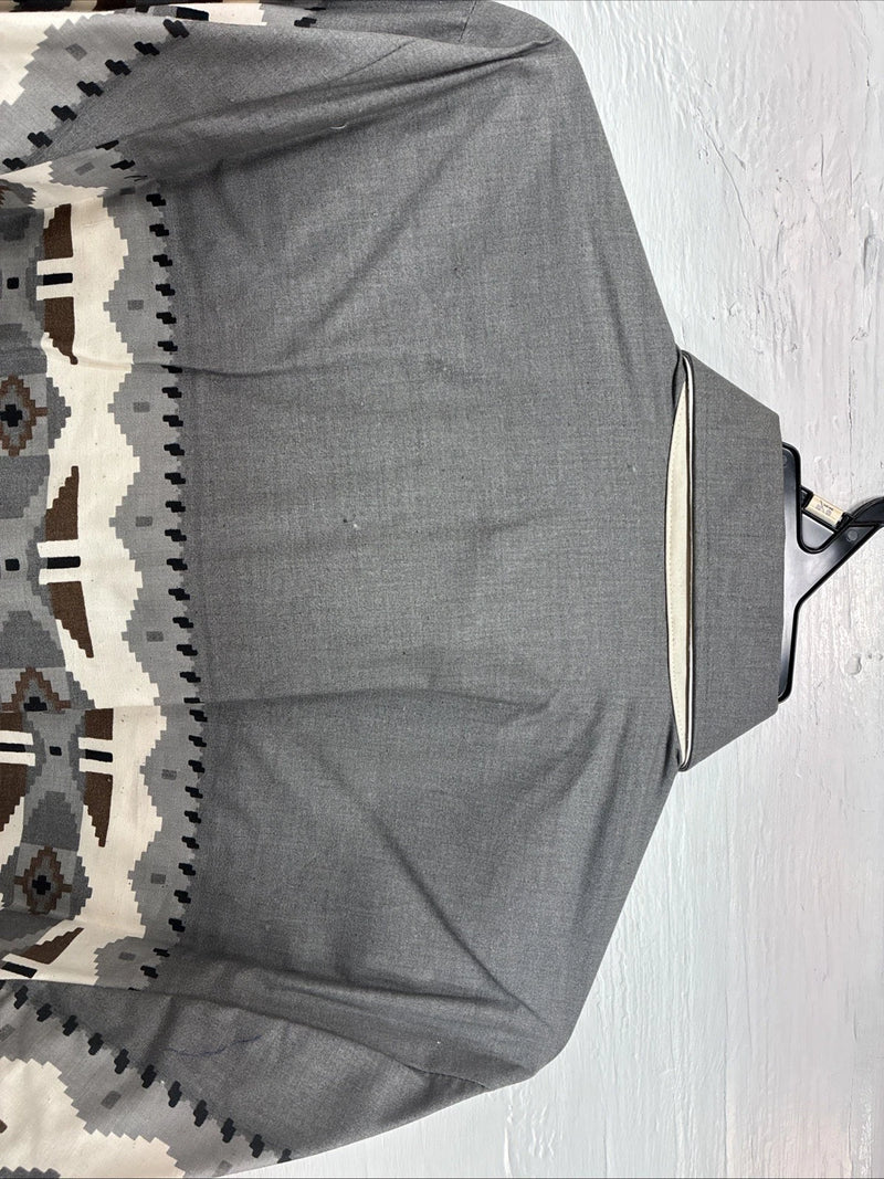 New Men’s Brooks & Dunn Tan Gray Design Long Sleeve Pearl Snap 16.5 Large V-25