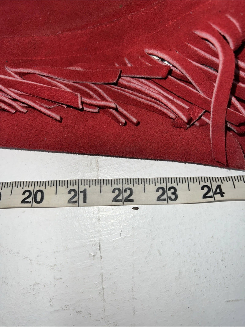 NOS Red Show Chaps With Fringe Adjustable Waist 38” L-34