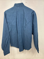 New Women’s Cowboy Threads Blue Stripe Long Sleeve Button Up Medium YY-79