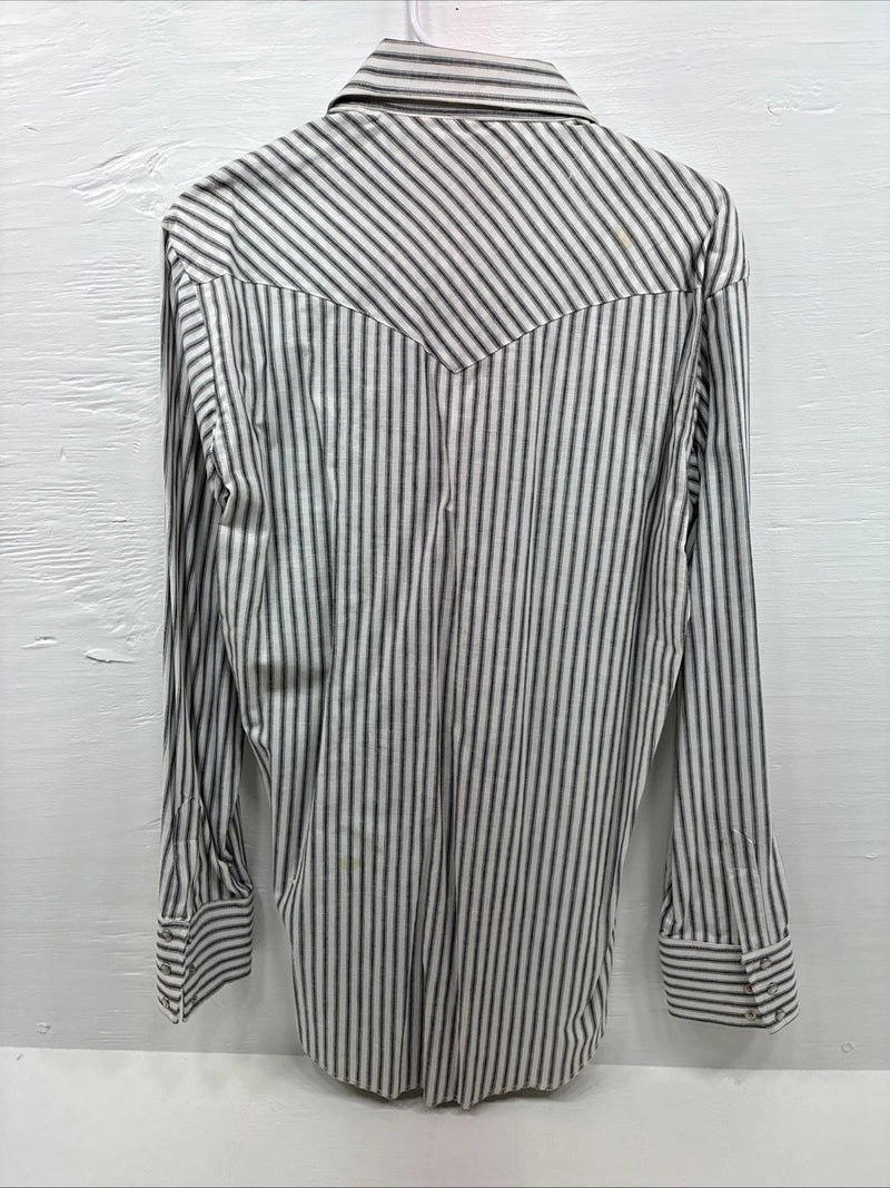 New Men’s Champion Western White Gray Stripe Long Sleeve Pearl Medium E-75
