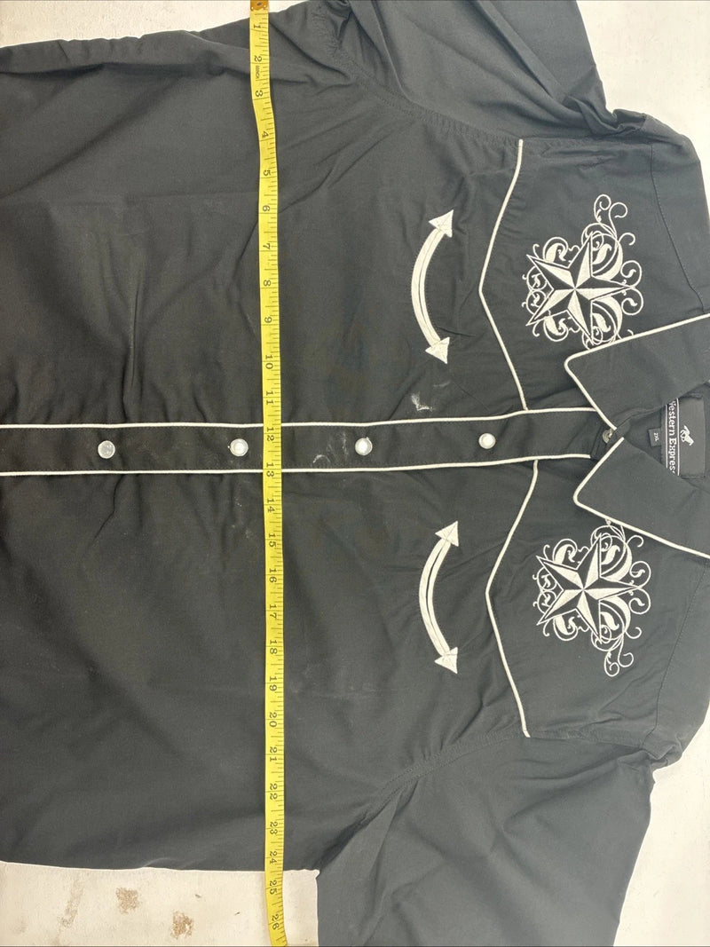 New Women’s Western Express Black Design Long Sleeve Pearl Snap 2XL GG-15