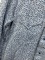 New Women’s Miller Blue Deigned Long Sleeve Pearl Snap 15.5 Large LL-59