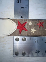 New White Genuine Leather Red And White Star 34” Belt #6110B Z-110