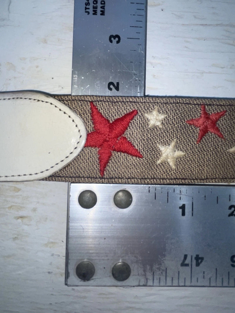 New White Genuine Leather Red And White Star 34” Belt #6110B Z-110
