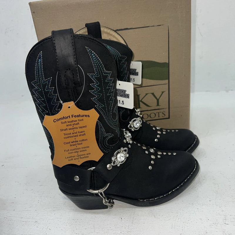 New Children’s Black Smoky Mountain Cowboy Boots. 3283 C. 11.5 11 1/2. 24-96