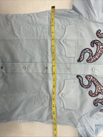 New Women’s Champion Western Blue Design Long Sleeve Pearl Snap 14 MM-40