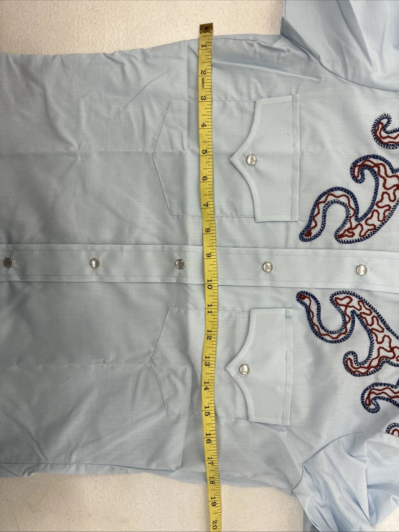 New Women’s Champion Western Blue Design Long Sleeve Pearl Snap 14 MM-40
