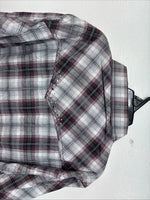 New Women’s Cumberland Purple Plaid Long Sleeve Pearl Snap 2XL KK-78