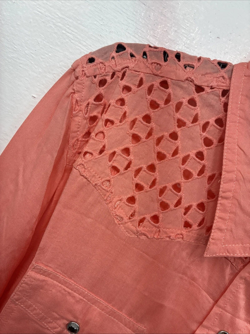 New Women’s Cumberland Pink Long Sleeve Pearl Snap Large KK-110