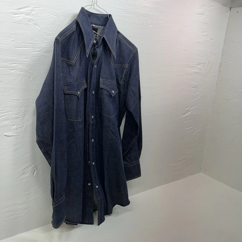New Men’s Champion Western Blue Jean Long Sleeve Pearl Snap Small B-52