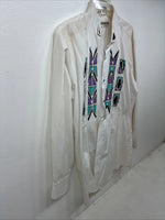 New Women’s Chaplin White Designed Long Sleeve Button Up Medium YY-76