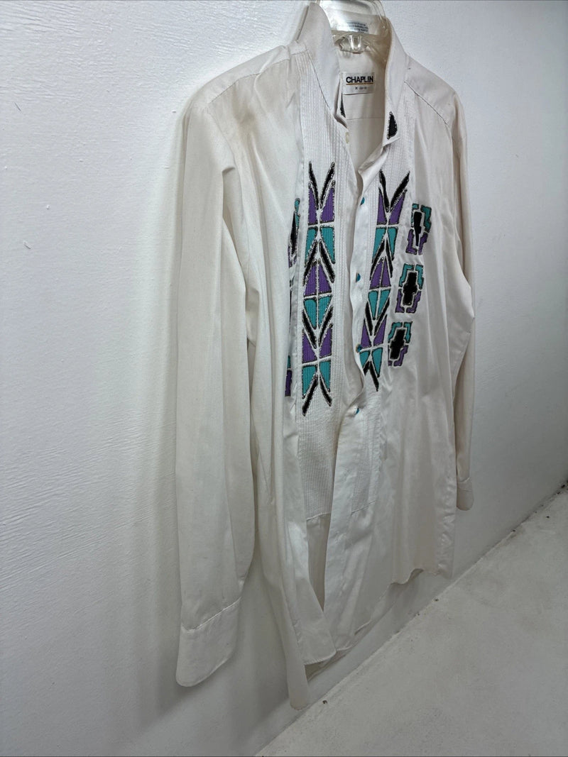 New Women’s Chaplin White Designed Long Sleeve Button Up Medium YY-76