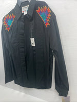 New Men’s Wrangler Black Long Sleeve Button Up Small B-121