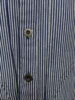 New Kids Denver Blue Stripe Long Sleeve Button Up Size 8 DD-135