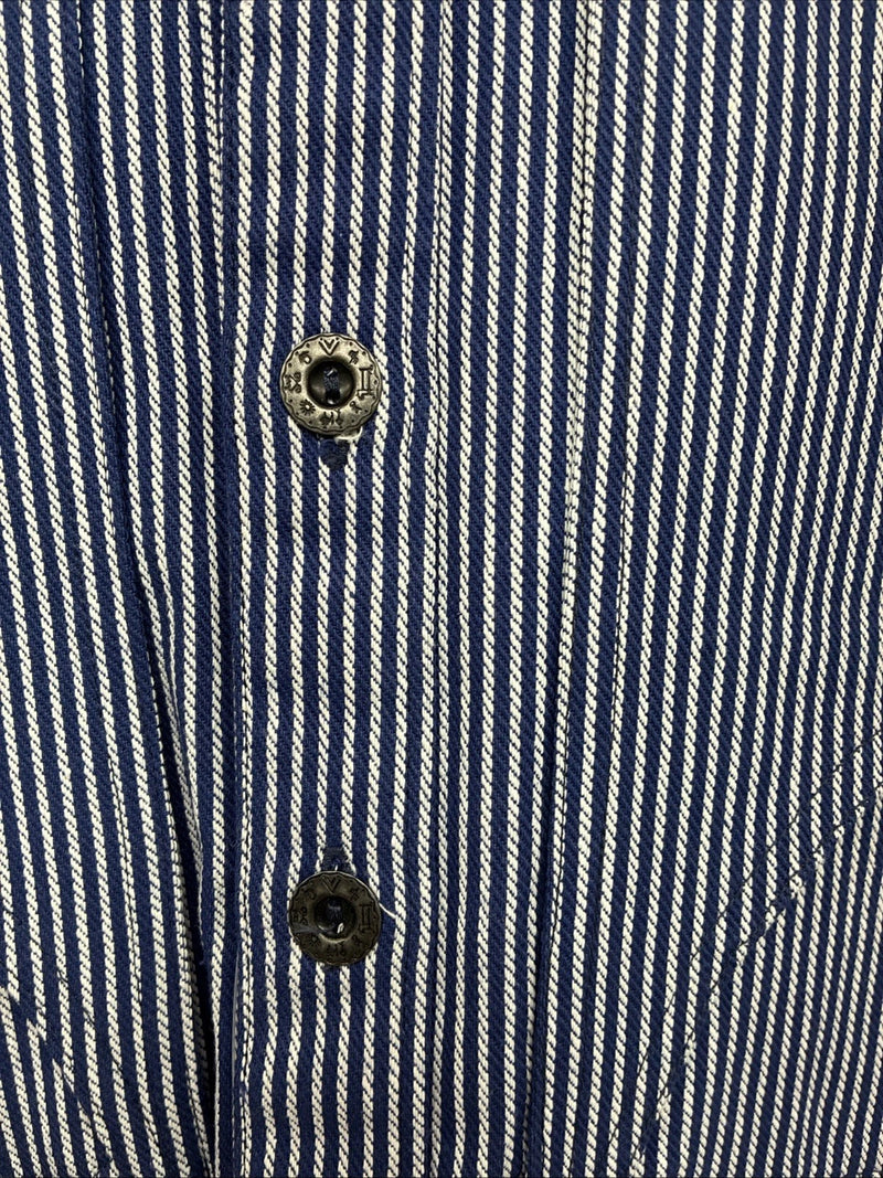 New Kids Denver Blue Stripe Long Sleeve Button Up Size 8 DD-135