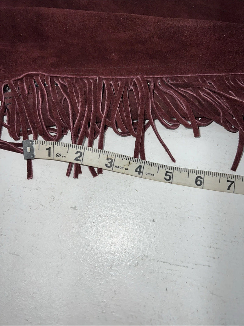 New Burgundy Congress Leather Show Chaps Adjustable Waist 31” N-23