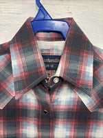 New Kids Panhandle Slim Red Blue Plaid Long Sleeve Pearl Snap Size 10 CC-93