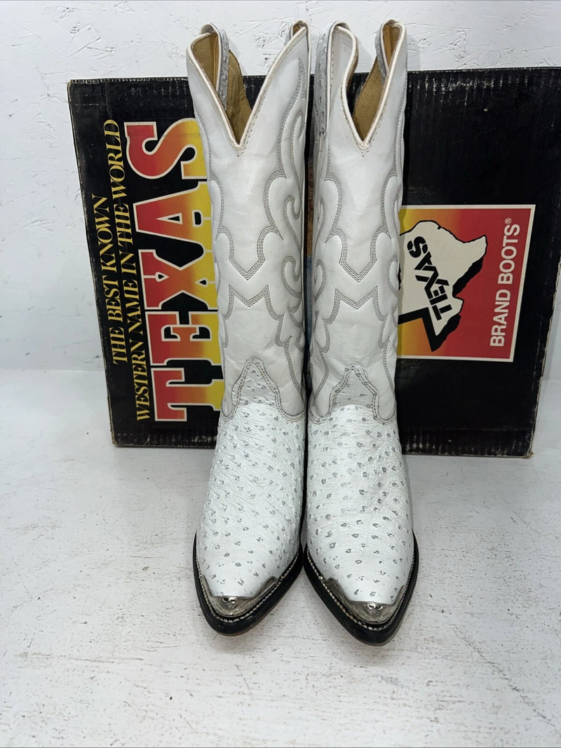 New Women’s White Texas Brand Cowboy Boots. 4207 7.5 7 1/2 M. 17-28