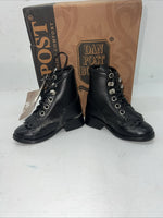 New Infant Dan Post Black Ostrich Print Lace Up Cowboy Boots. 4 D. 24-1
