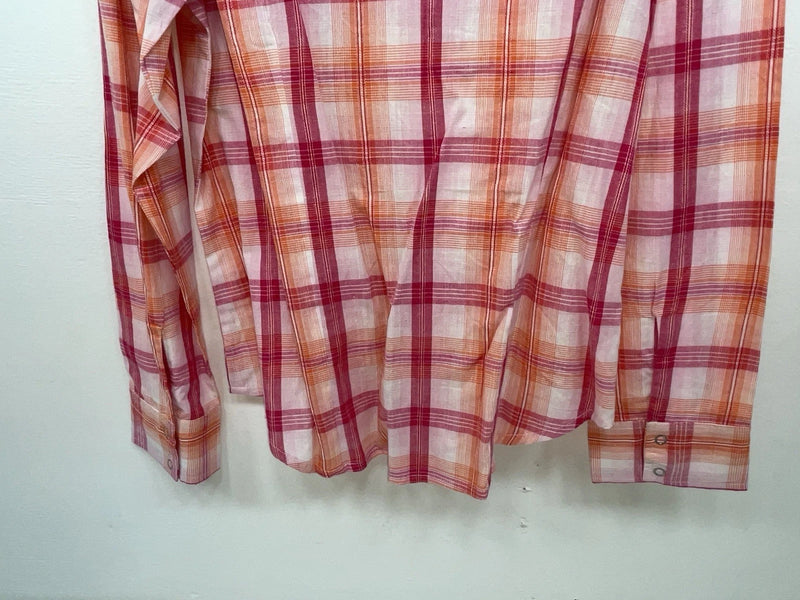 New Women’s Pink Plaid Cumberland Outfitters Long Sleeve Button Up Shirt L 3B-20
