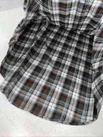New Men’s Brown Plaid ELY Cattleman Short Sleeve Pearl Snap Shirt. XL Tall S-29