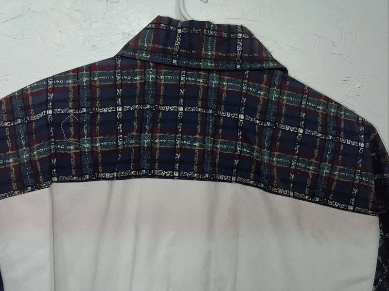 New Women’s Cowboy Threads White Navy Plaid Long Sleeve Button Up Shirt M 3B-75