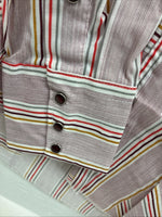 New Men’s Tem Tex Pink Multicolor Stripe Long Sleeve Pearl Snap 15.5 Medium M-98