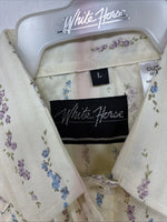 New Kids White Horse Floral Long Sleeve Pearl Snap Large MM-7