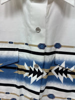 New Women’s Cumberland White Designed Short Sleeve Pearl Snap Medium LL-76