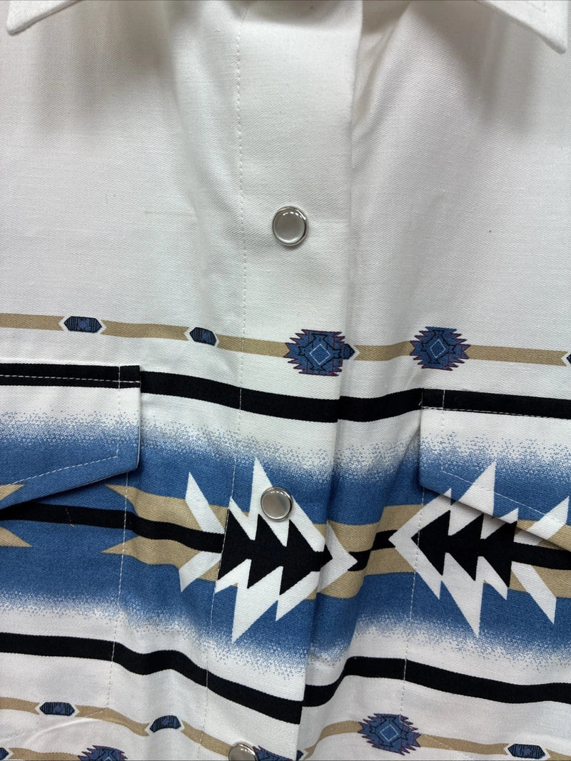New Women’s Cumberland White Designed Short Sleeve Pearl Snap Medium LL-76