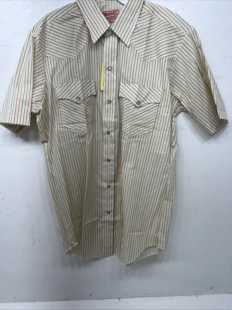 New Men’s Multicolor HbarC Ranchwear Short Sleeve Pearl Snap Shirt. 16 L S-14