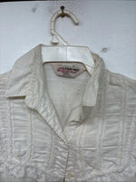 New Women’s Stage West White Pearl Long Sleeve Button Up Size Medium YY-75