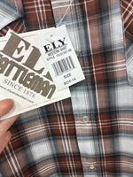 New Kids ELY Cattleman Orange Plaid Long Sleeve Pearl Snap Size 14 DD-38