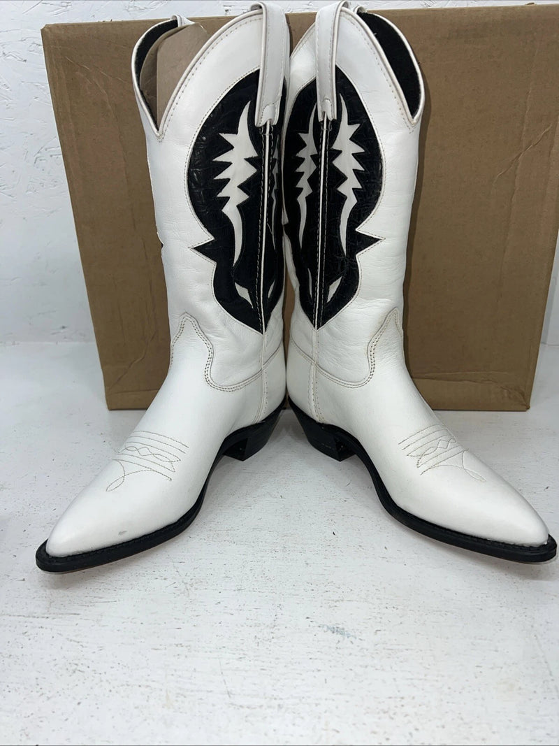 New Women’s White And Black Capezio Cowboy Boots. L777 6 M. 19-26
