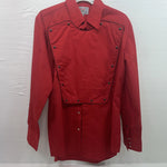 New Men’s ELY Diamond Red Long Sleeve Pearl Snap Medium B-122