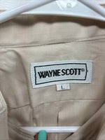 New Men’s WAYNE SCOTT Beige Long Sleeve Button Up Large F-71