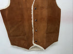 New Women’s Steerbrand Brown Leather Wool Vest Small Q-600