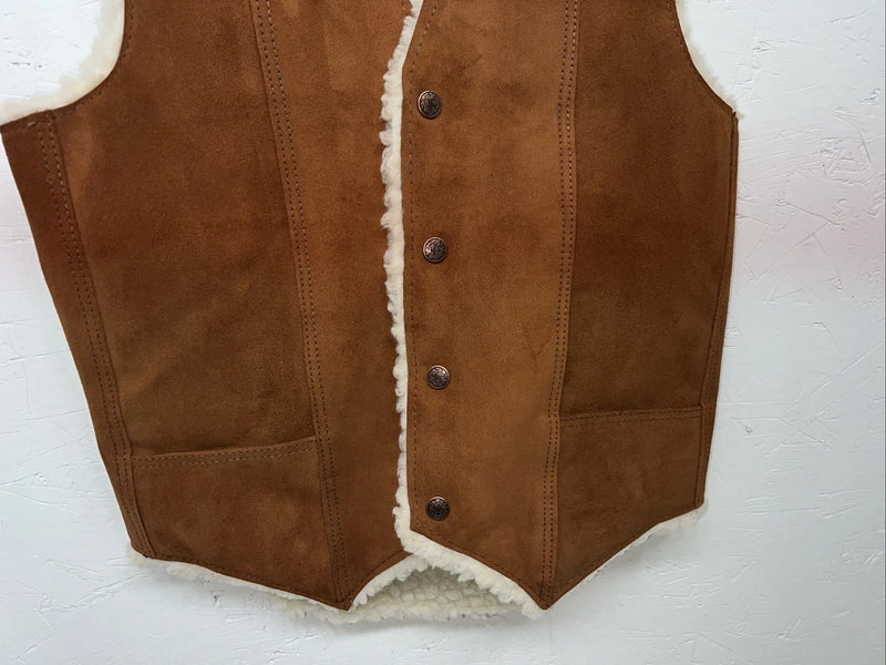 New Women’s Steerbrand Brown Leather Wool Vest Small Q-600