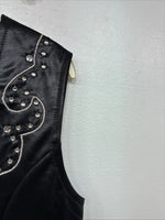 New Women’s 1848 RanchWear Black Rhinestone Sleeveless Vest Zip Up Small YY-44