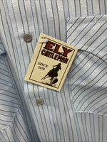 New Men’s ELY Cattleman Blue Stripe Long Sleeve Pearl Snap 15 Medium AA-72