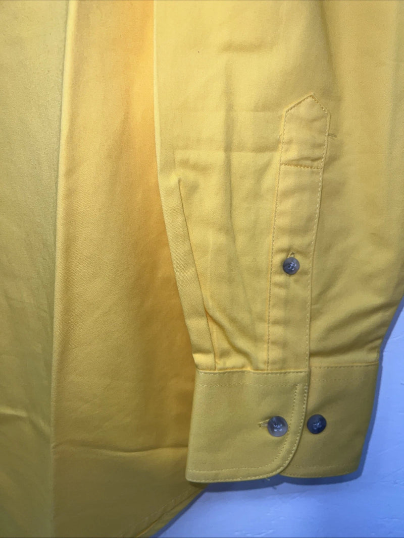 New Men’s Wrangler PBR Denim Collar Yellow Long Sleeve Button Up Small A-202