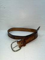 New Brown Genuine Leather Chambers Tooled 34” Belt #6971 JJ-61