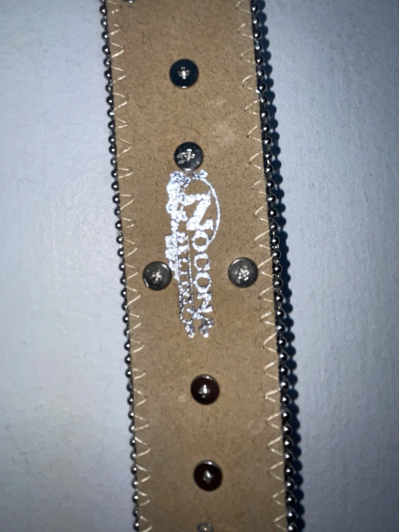 New Brown Genuine Leather Nocona Silver Bling Cross L Belt #N3487402 Z-81