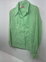 New Women’s Tem Tex Green Long Sleeve Button Up Size 12 KK-38