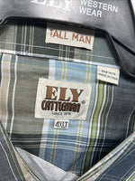 New Men’s ELY Cattleman Multiple Color Flannel Short Sleeve Pearl Snap 4XL F-48