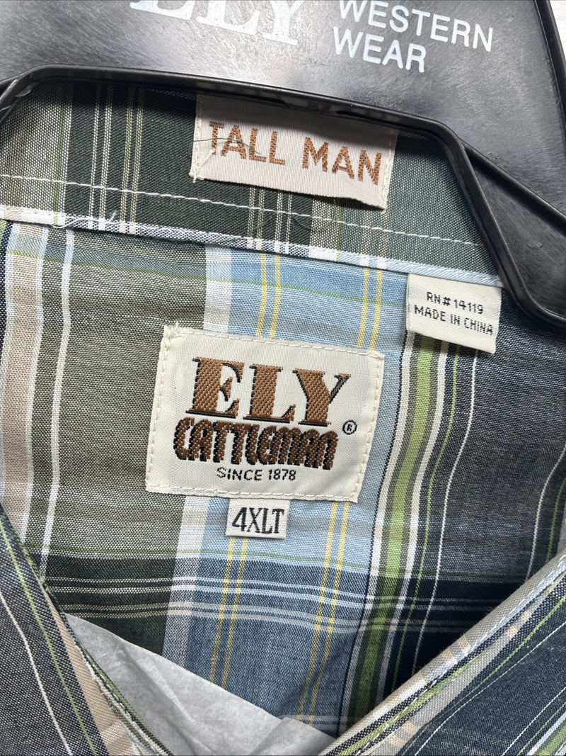 New Men’s ELY Cattleman Multiple Color Flannel Short Sleeve Pearl Snap 4XL F-48