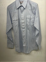New Men’s Blue HbarC Ranchwear Pearl Snap Long Sleeve Shirt 15x33 M I-32