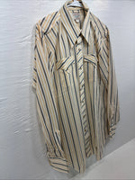New Men’s H Bar C Yellow Black Stripe Long Sleeve Pearl Snap 17 XL O-29